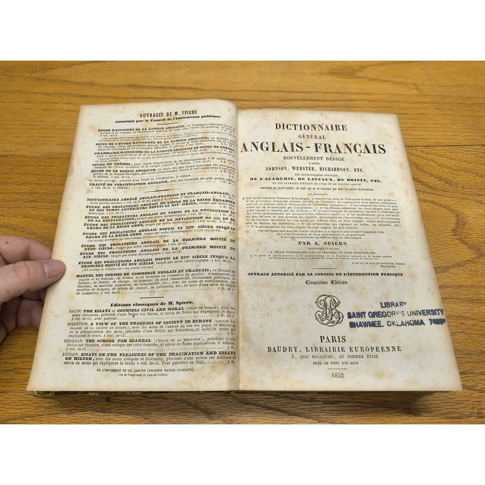 DICTIONNAIRE GENERAL ANGLAIS-FRANCAIS‎ NOUVELLEMENT REDIGE PAR A. SPIERS 1852